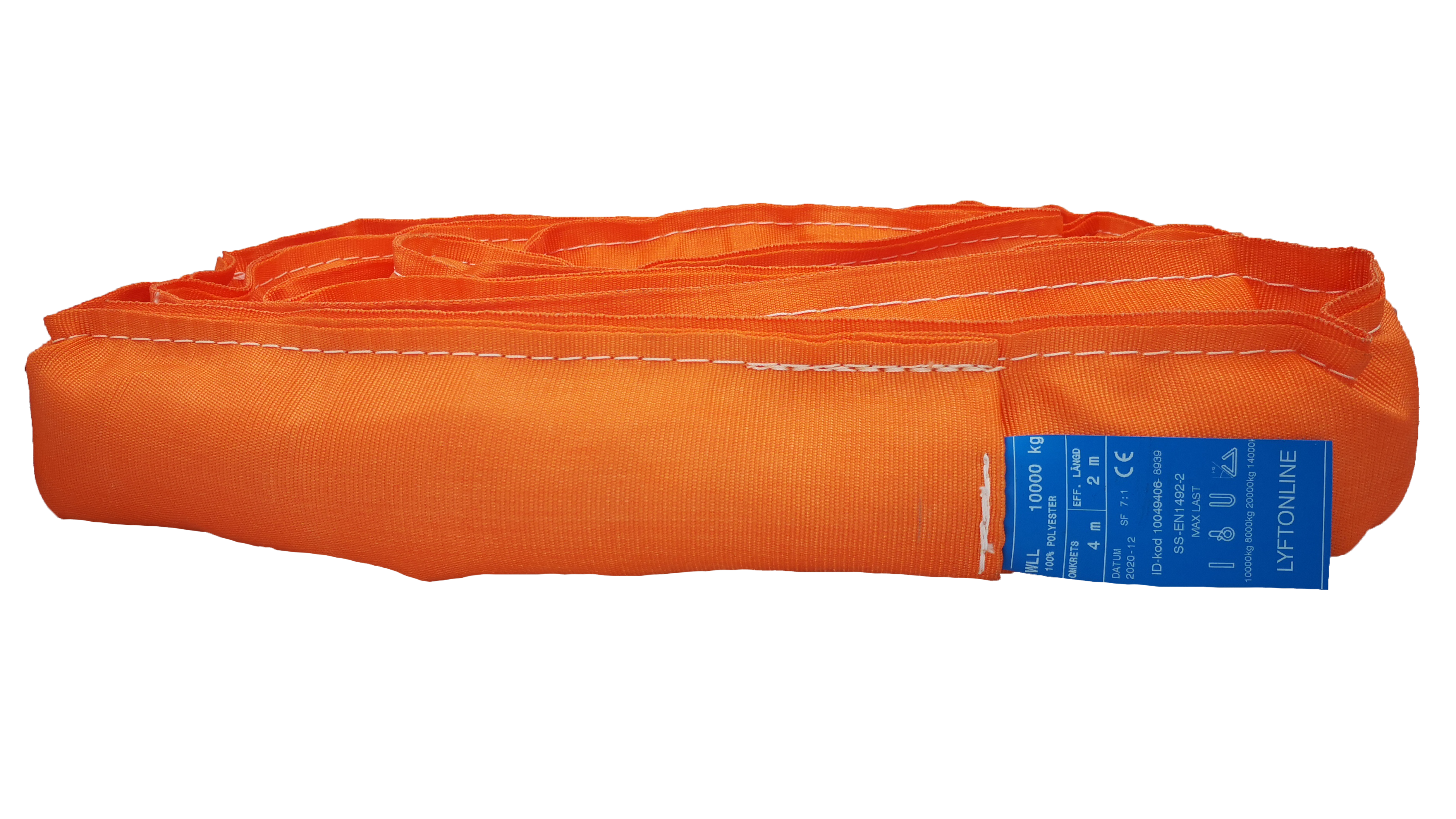 Rundsling Sidsöm Dubbelduk Orange 15 Ton / 8 m Effektiv längd