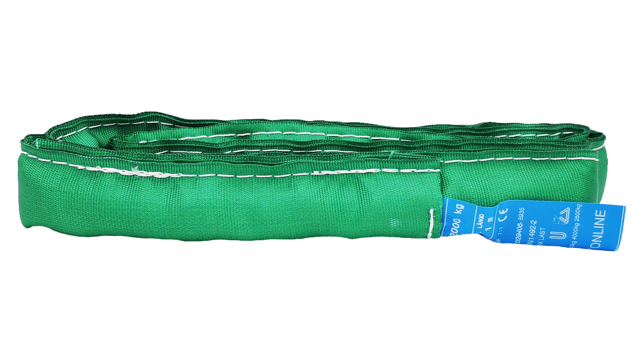 Rundsling Sidsöm Dubbelduk  Grön 2 Ton / 2,5 m Effektiv längd