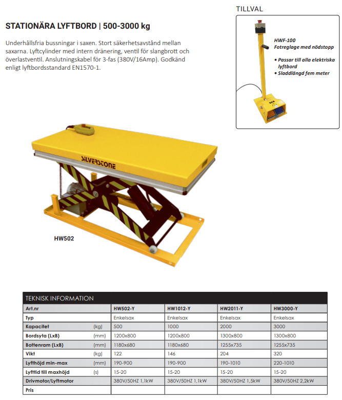 Lyftbord Silverstone / Maxlast: 500 kg - 2