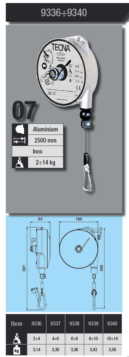 Balansblock fjäderretur 9338 / Maxlast: 6-8 kg - 2