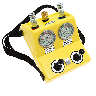LED-belyst manöverpanel med dubbel styrventil och dubbel dödmansgrepp 8 bar