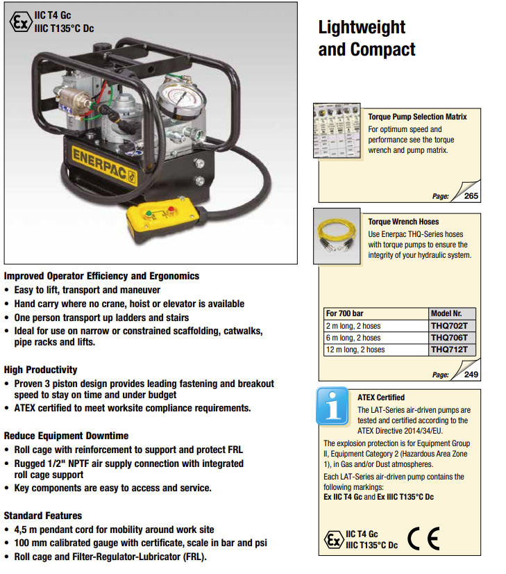 Enerpac Lufthydraulisk momentverktygspump LA2504TX-QR - 2
