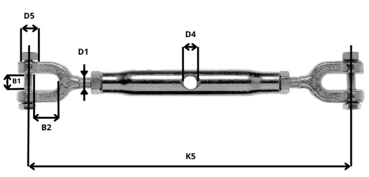 Vantskruv DIN 1478 Gaffel-Gaffel M16 / Maxlast: 1,20 Ton - 3