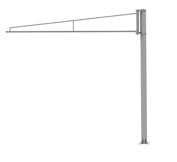Rostfria pelarsvängkranar i 316L, Maxlast: 50-100 kg / armlängd: 2-5 meter