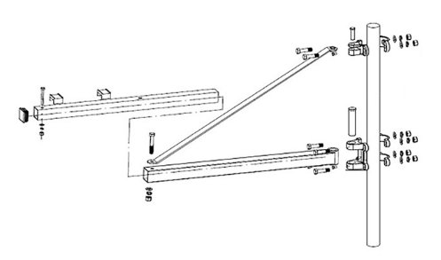 Förlängningsbar svängarm för Warrior vinsch längd: 750 mm alt. 1100 mm / Maxlast: 250 alt. 600 kg