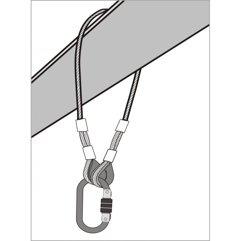 Förankringssling pvc-belagd stållina Kratos för 1 person / längd: 1 meter - 2