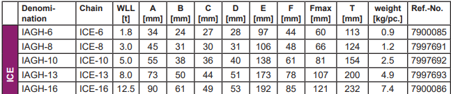Säkerhetskrok RUD ICE IAGH-16 med gaffelkoppling Klass 12 / Maxlast: 12,5 Ton - 2