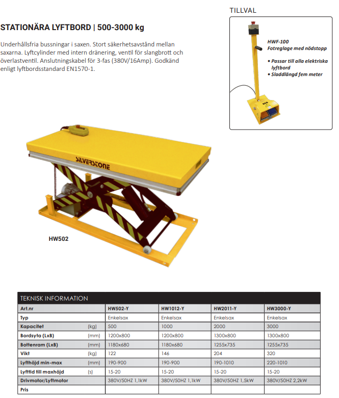 Lyftbord Silverstone / Maxlast: 1000 kg - 2
