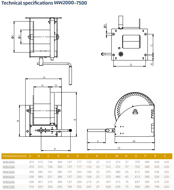 Manuell handvinsch Gebuwin WW2500 / Maxlast: 2500 kg - 6