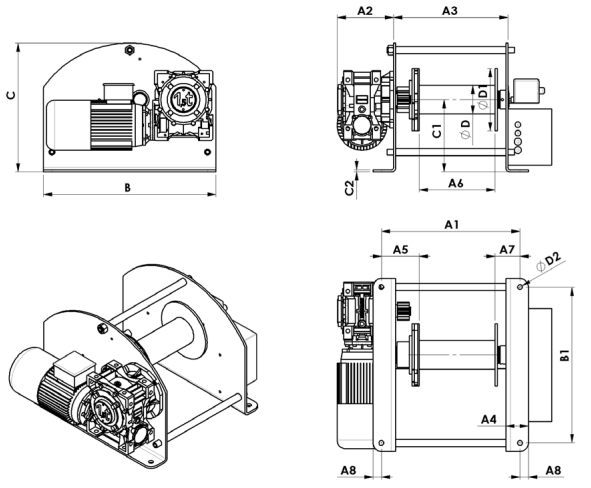 Elektrisk vinsch Gebuwin e-W1000 / Maxlast: 1000 kg / 400 V - 4