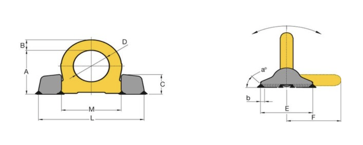 Lyftögla YOKE RGB Svetsbar / Maxlast: 6,7 Ton i 180° - 3