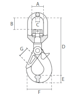 Säkerhetskrok med kullagerlekare 8 mm Klass 10 / Maxlast: 2,5 Ton - 2