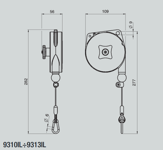 Balansblock Tecna 9313IL med fjäderretur för livsmedelsindustrin / 2-3 kg - 3