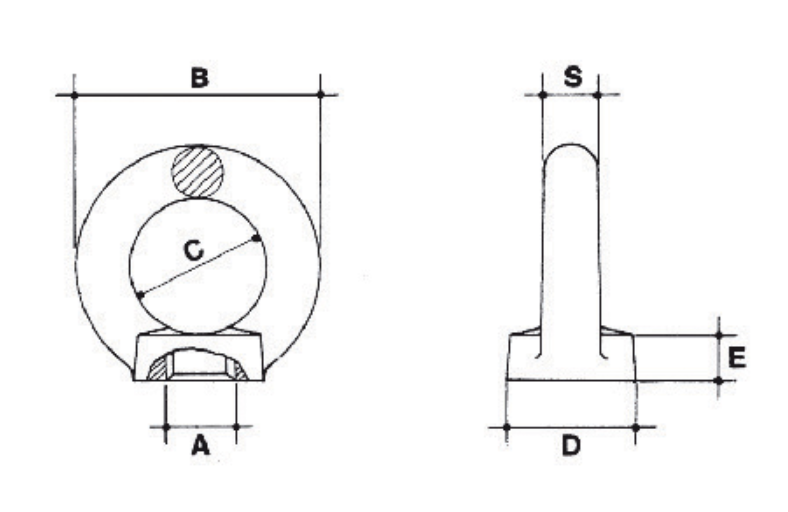 Lyftöglemutter Rostfri M30 DIN 582 AISI 316 / Maxlast: 3,2 Ton - 2