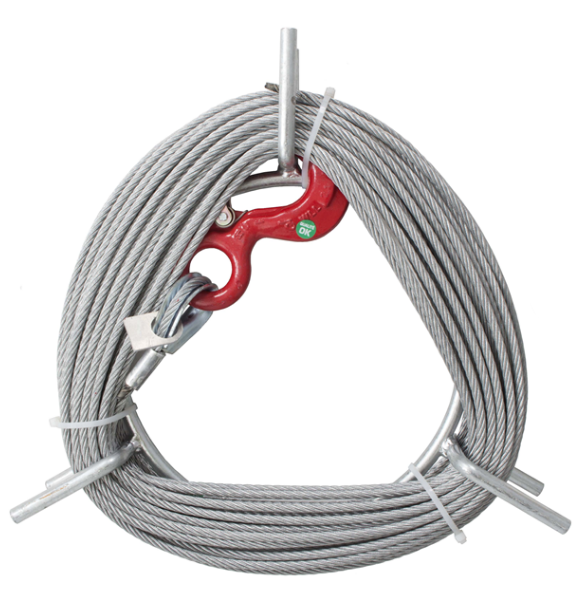 Stållina 5 mm till lyftvinsch 90 & 250 / Längd: 20 meter med krok