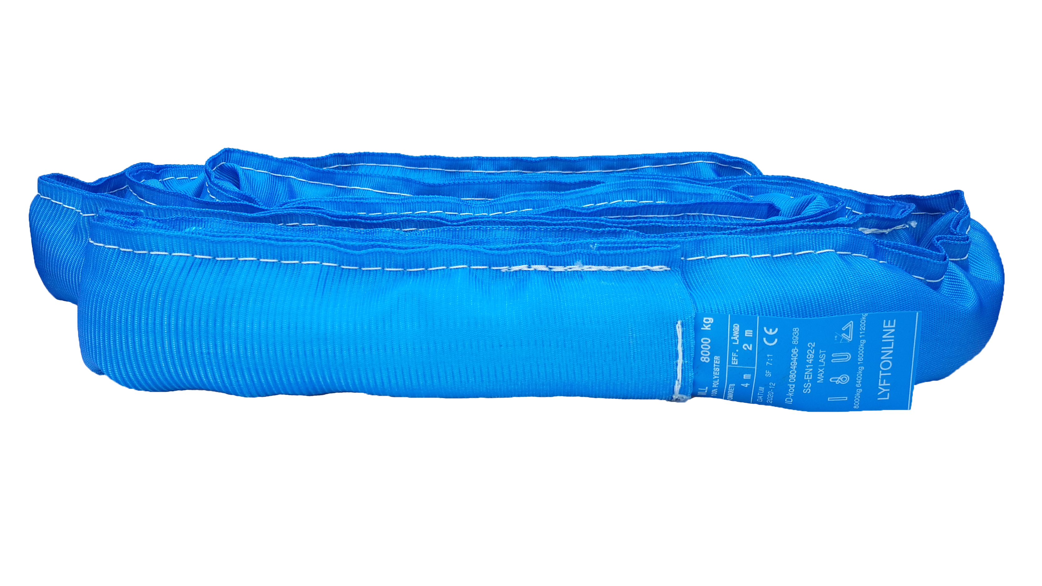 Rundsling Sidsöm Dubbelduk Blå 8 Ton / 1,5 m Effektiv längd