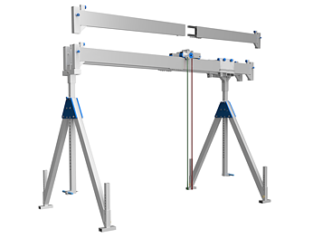 Stationära bockkranar med delbar dubbel balk / Maxlast 3000 kg