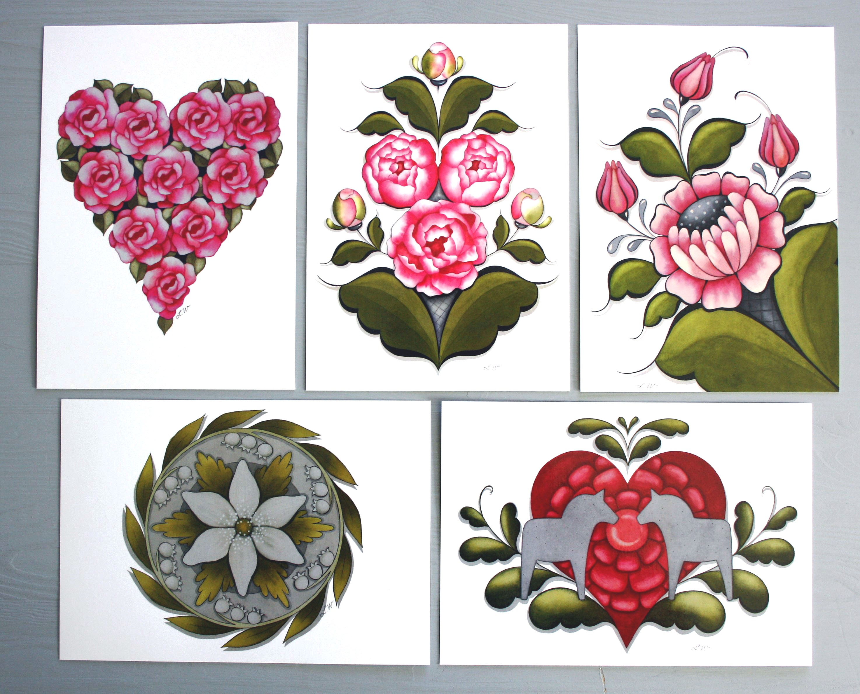 Konstkort "Dalablandning rosa"