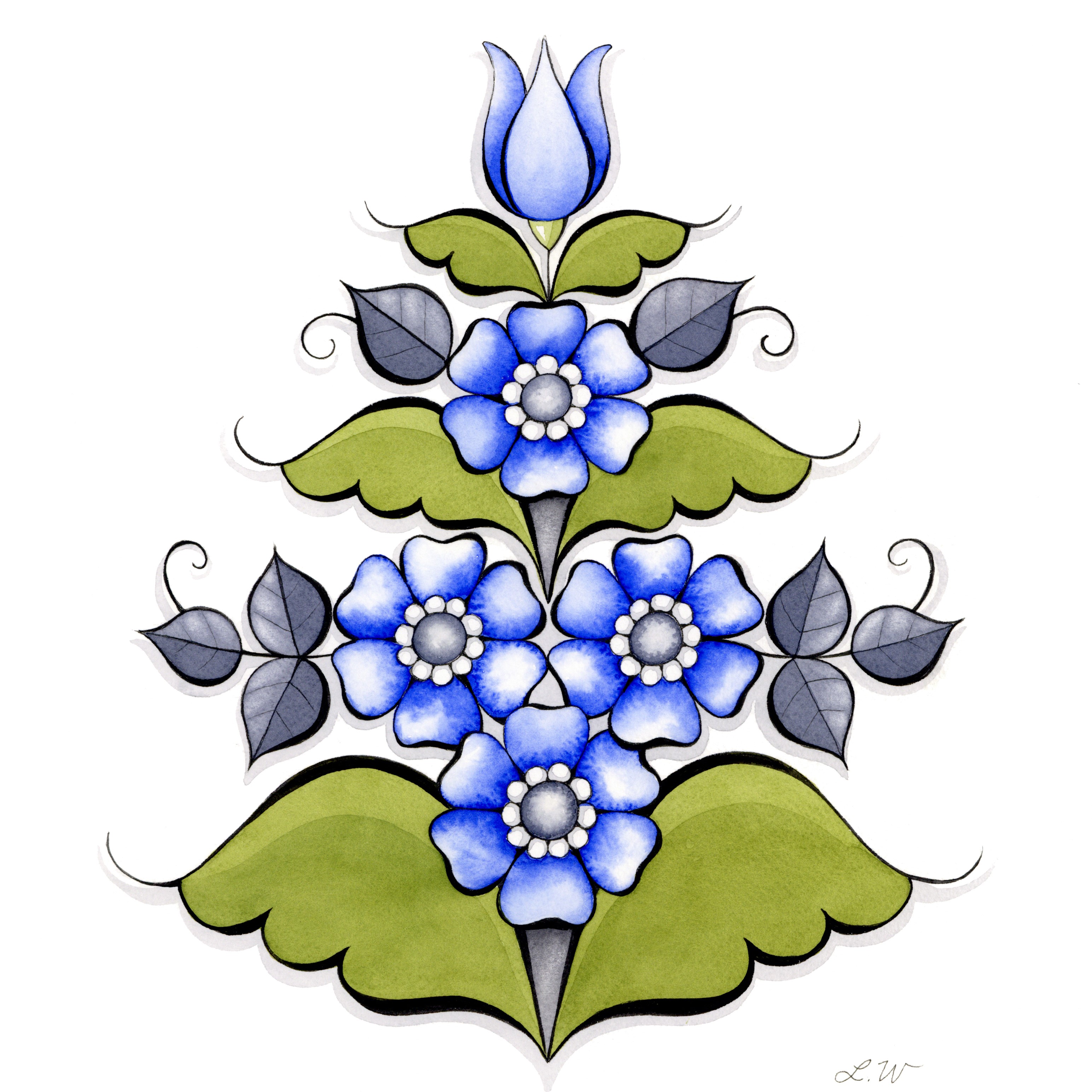 Dubbelkort "Kurbits Tulipa - blå"