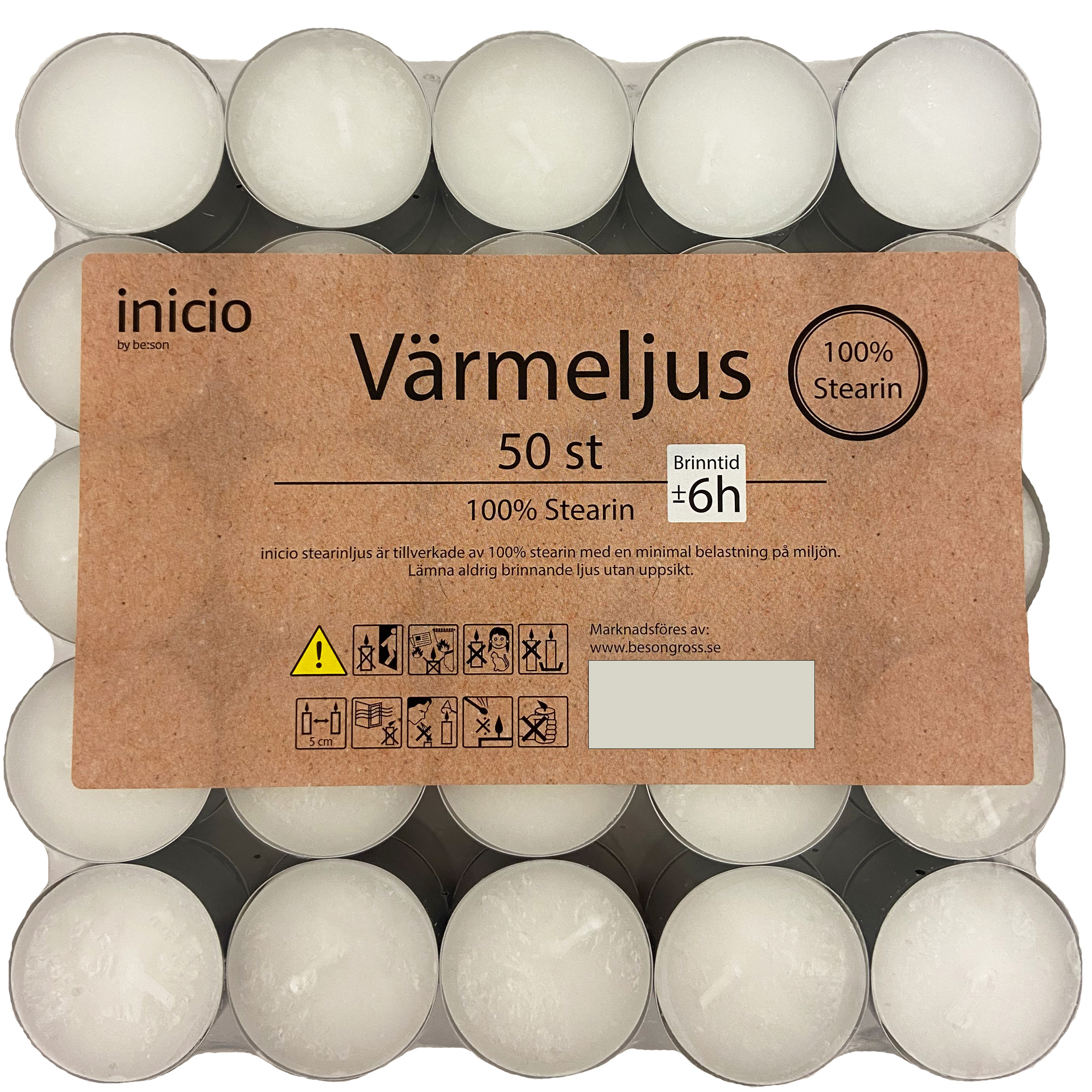 Värmeljus 50 st, 100% stearin