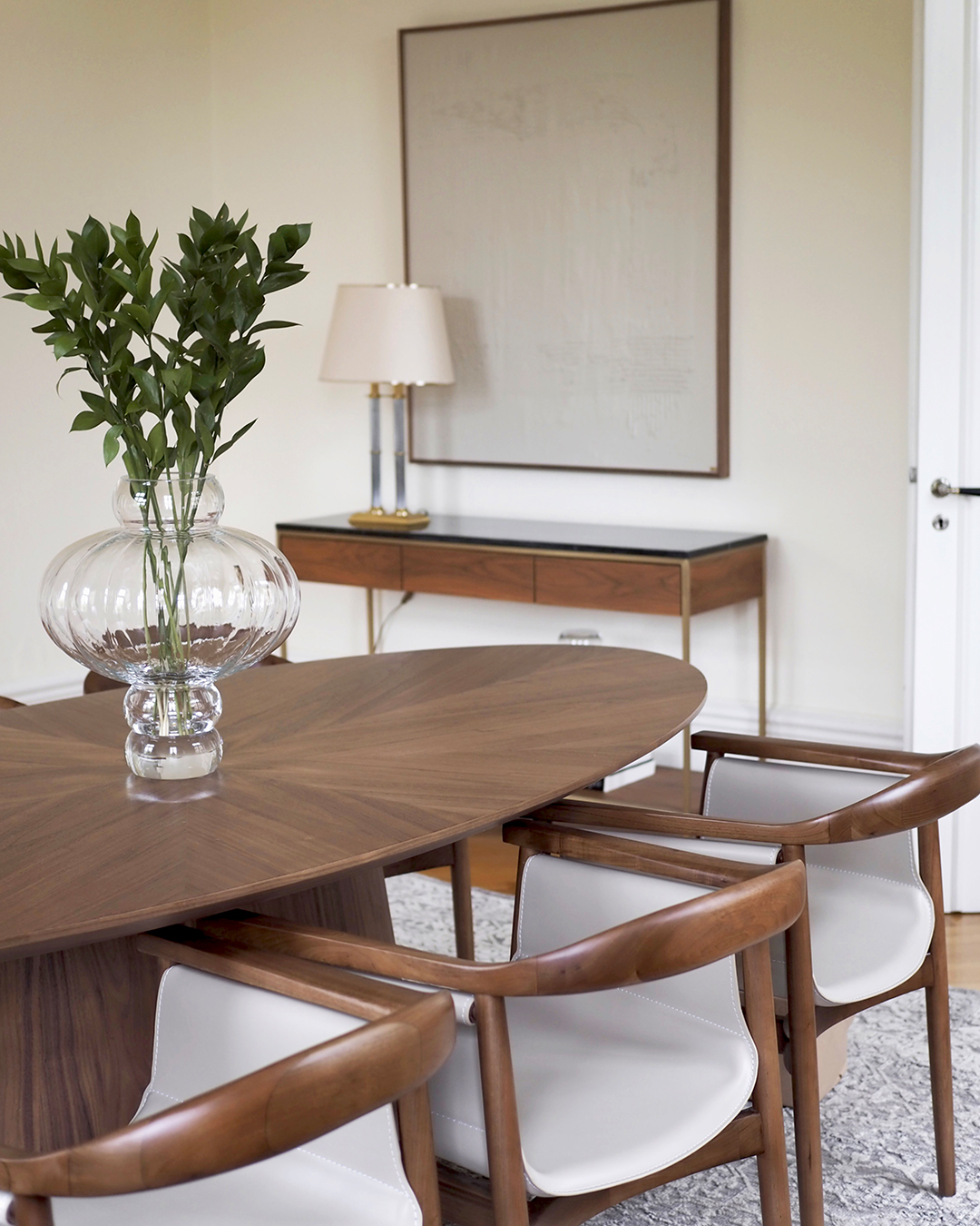 Matstol i valnötsfinish/beige - 6