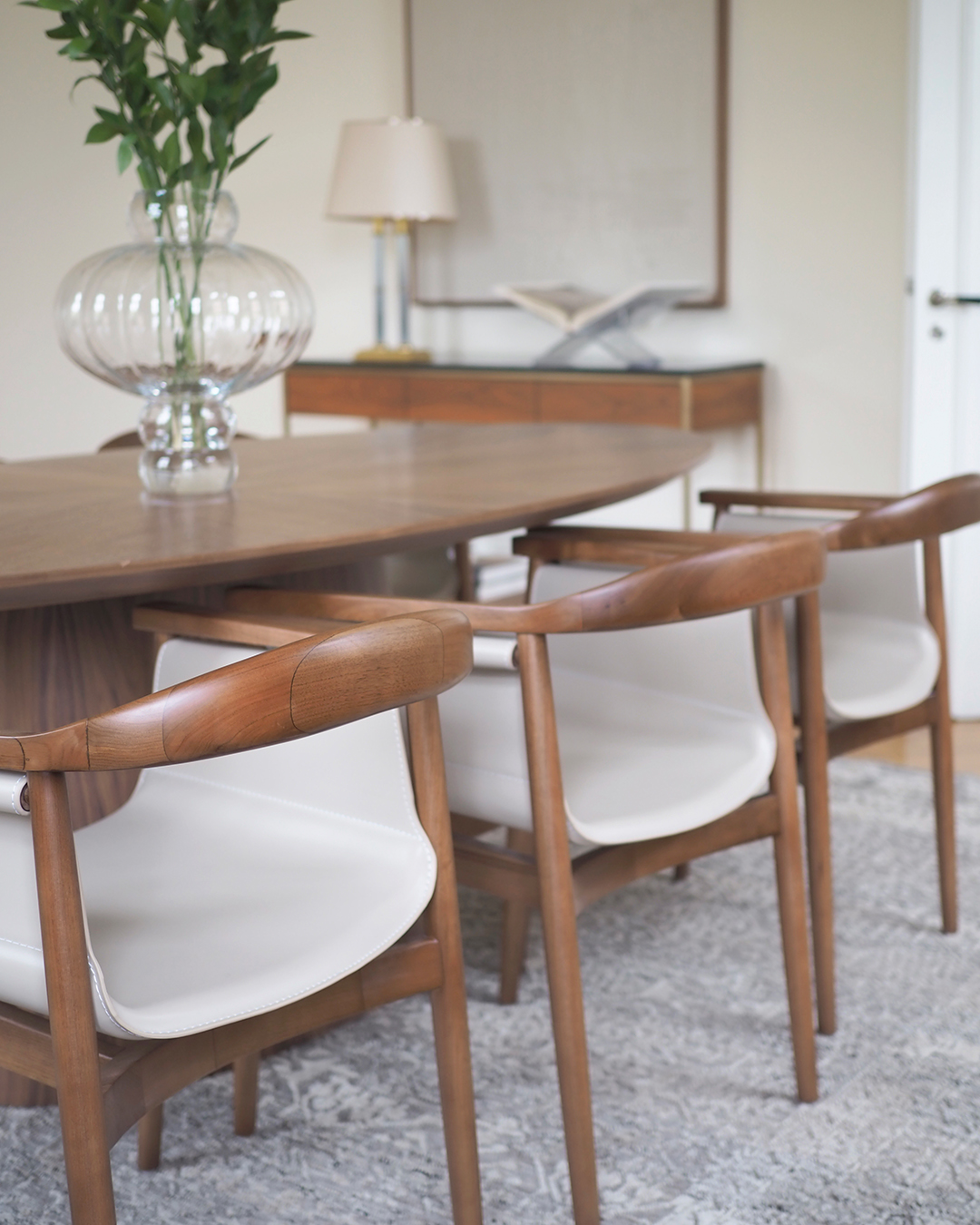Matstol i valnötsfinish/beige - 18