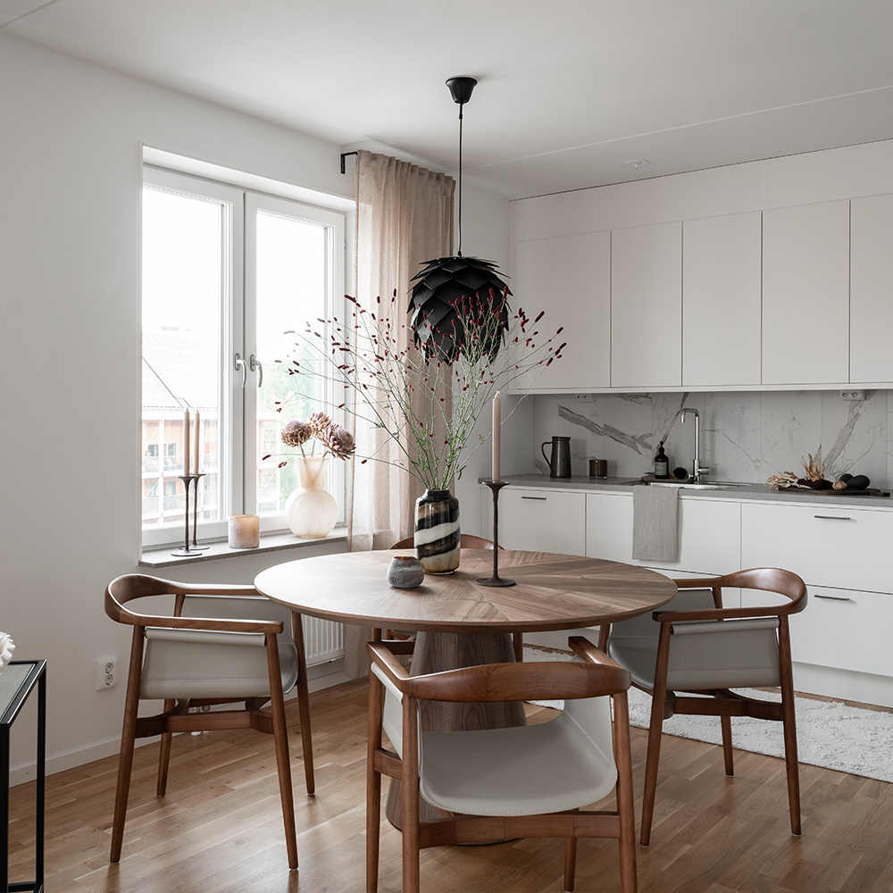 Matstol i valnötsfinish/beige - 21
