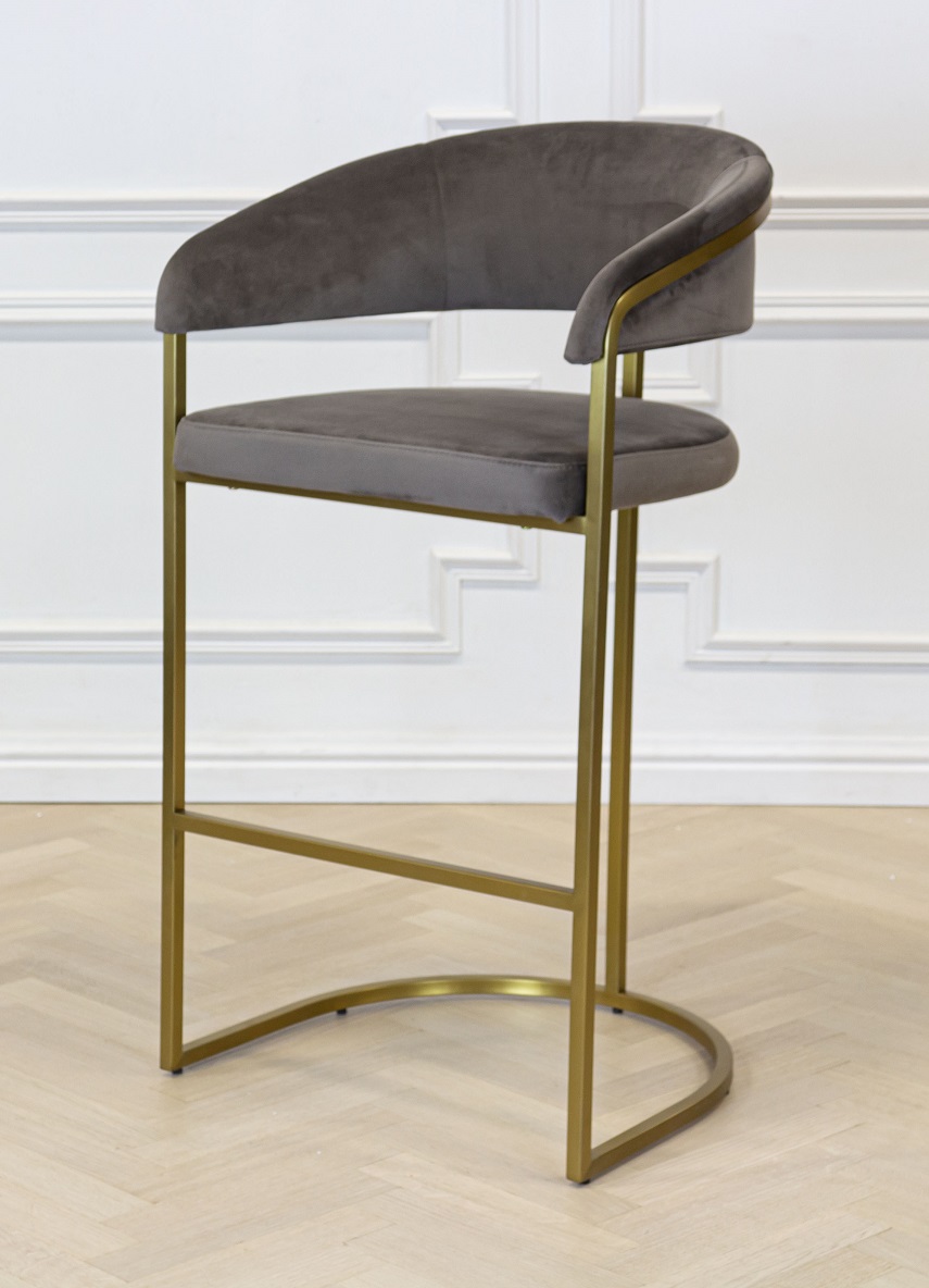 chloe-barstol-grå-sammet-mattguld-75cm