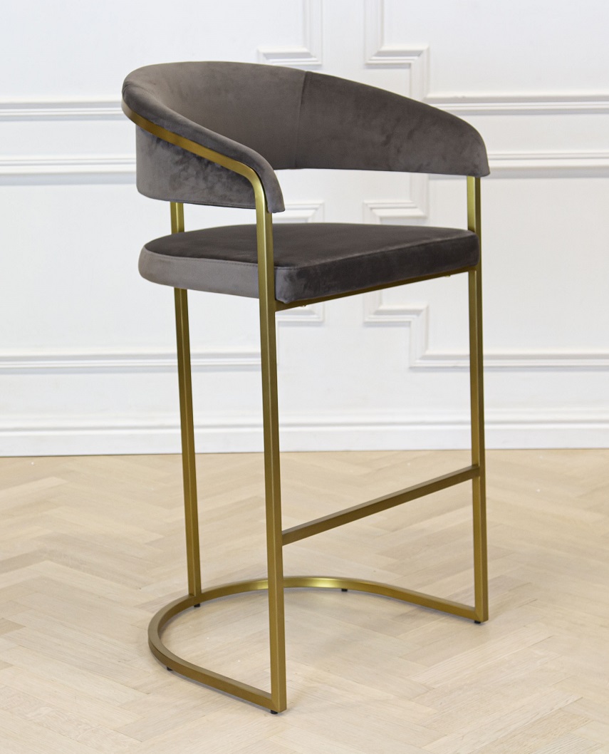 chloe-grå-guld-sammet-barstol