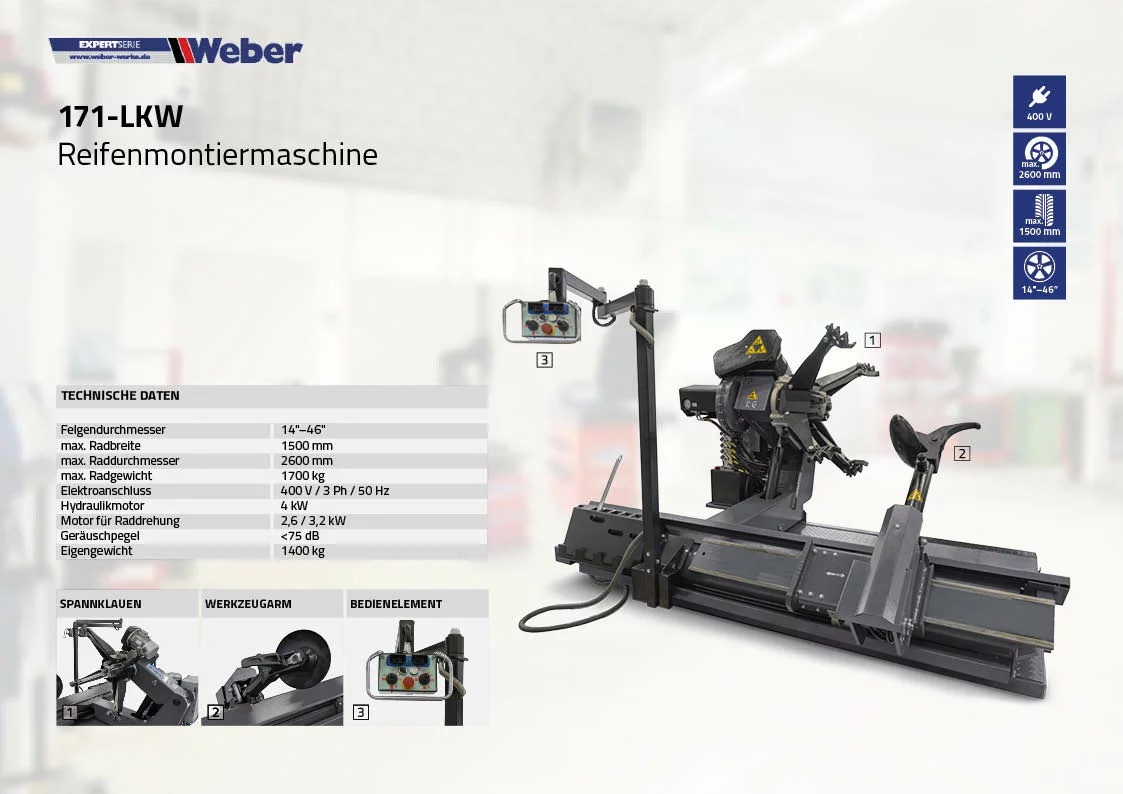 Lastil däckmonteringsmaskin Weber Expert Serie 171 - 6