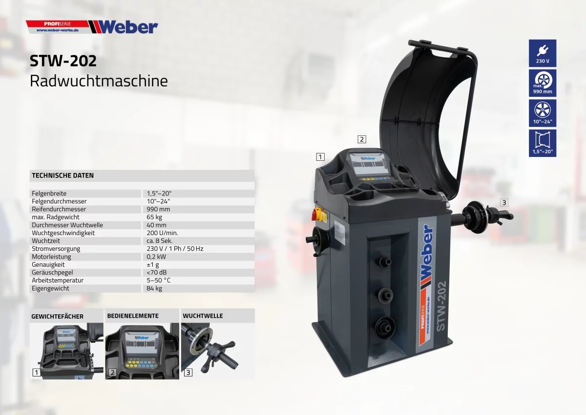 Balanseringsmaskin WEBER Profi Serie STW-202 - 6