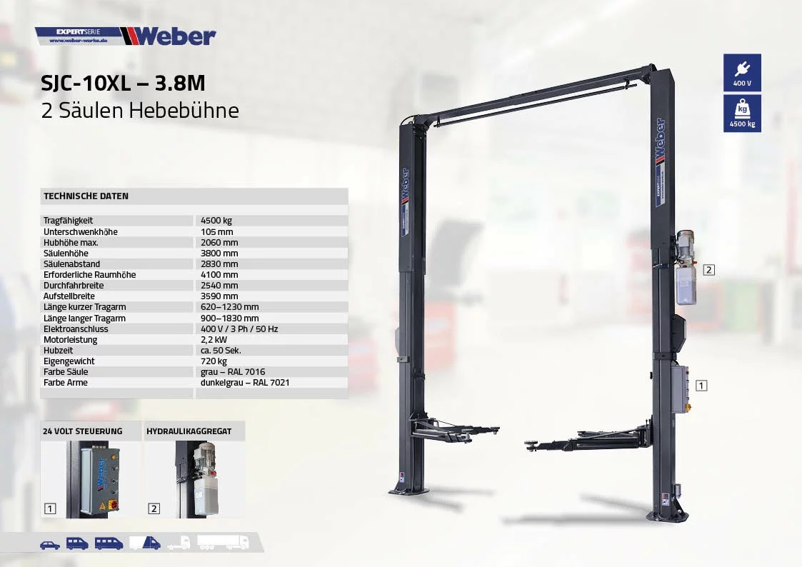 2-Pelarlyft Weber Expert Series SJC-10XL-3.8M Fundamentsfri - 5