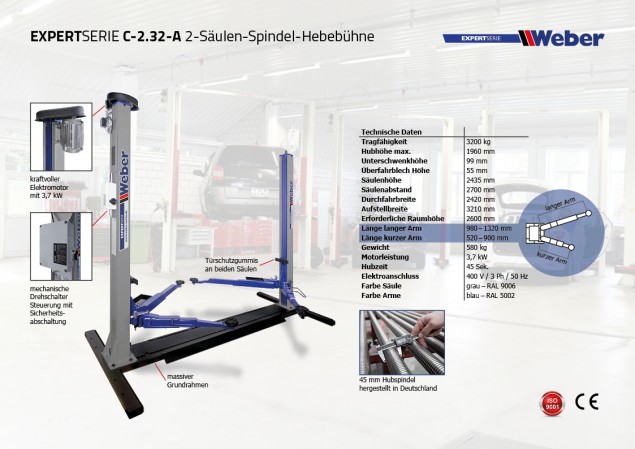 2-Pelarlyft "Mekanisk" Weber Expert Series C-2.32-A - 2