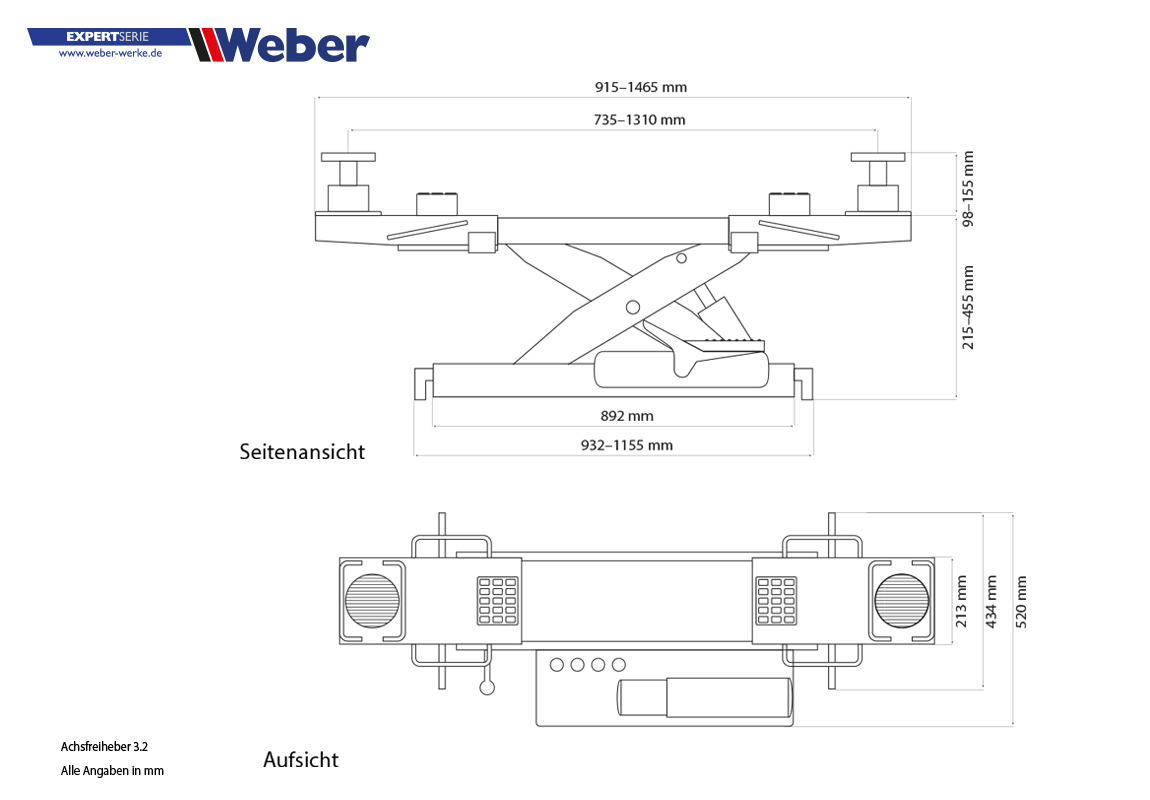 Sekundärlyft 3.2ton till Weber Autolift 6.4 - 2
