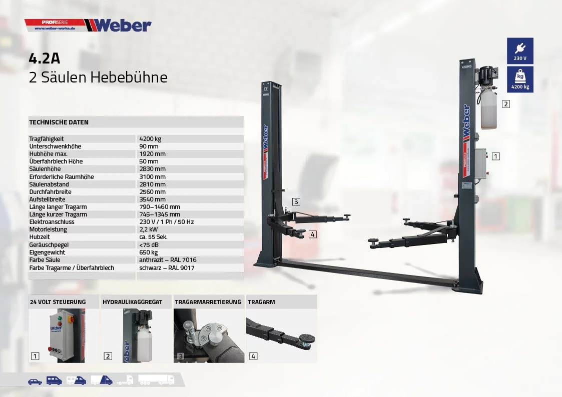 2-Pelarlyft Weber Profi Serie 4.2A - 7