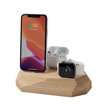 Triple Wooden Dock for IPhone, Apple Watch and AirPods