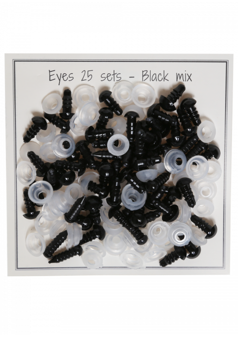 Svarta säkerhetsögon - Mixpack - 25par