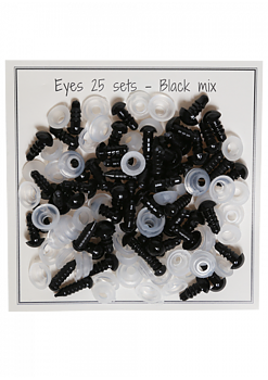Svarta säkerhetsögon - Mixpack - 25par
