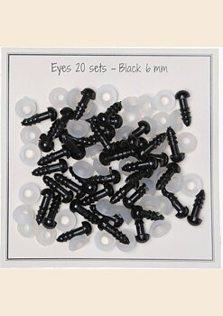 Svarta säkerhetsögon 6 mm / 20 par