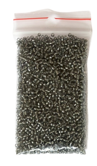 Runda glaspärlor 15/0 Svart/grå 15g