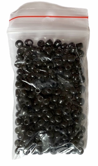 Runda glaspärlor 6/0 Svart / Blank 15g