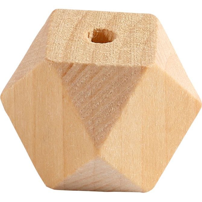 Träpärlor, ofärgade facettslipade 20mm