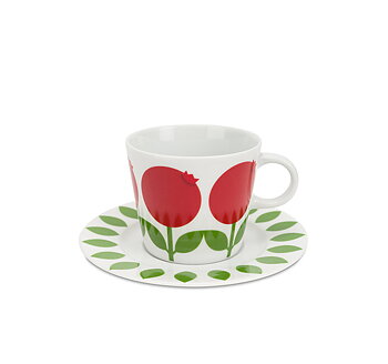 Cup with saucer 25 cl, Retro Lingonberry 