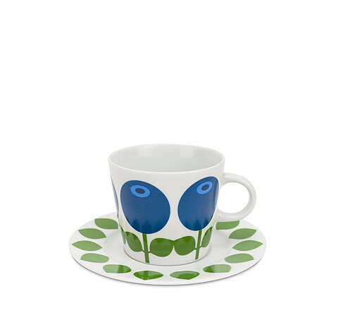 Kaffekopp med fat 25 cl, Blåbär  
