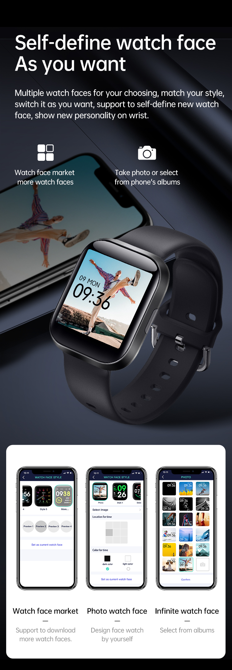 Multiple functions Large Full Touch Screen Sport Smart Watch GT1Pro - 4