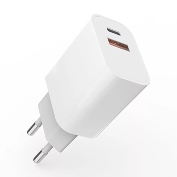 Laddare Badu PD 20W snabb laddare USB-A and USB-C Dual charging Snabbladdare Vit