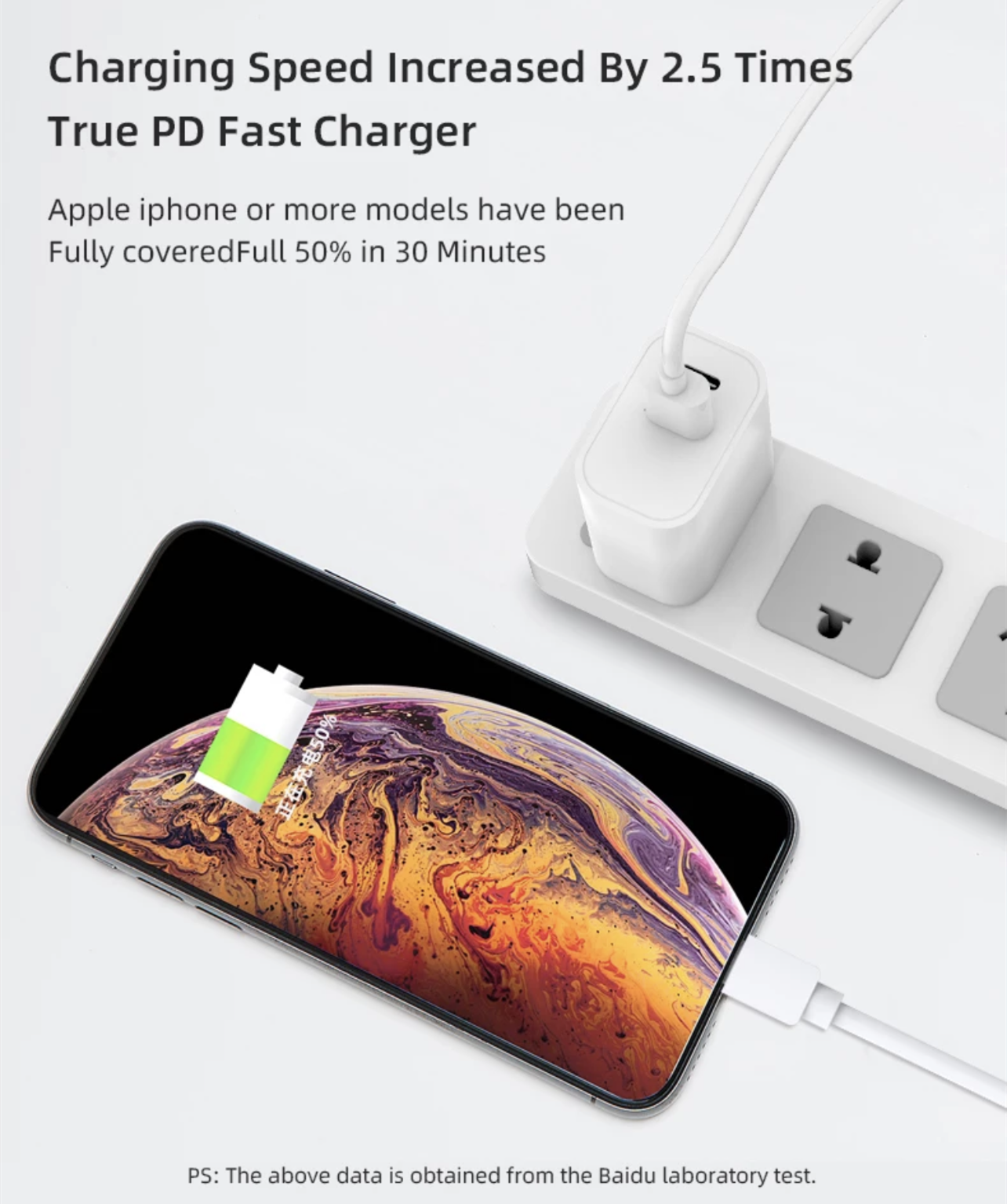 Laddare Badu PD 20W snabb laddare USB-A and USB-C Dual charging Snabbladdare Vit - 4