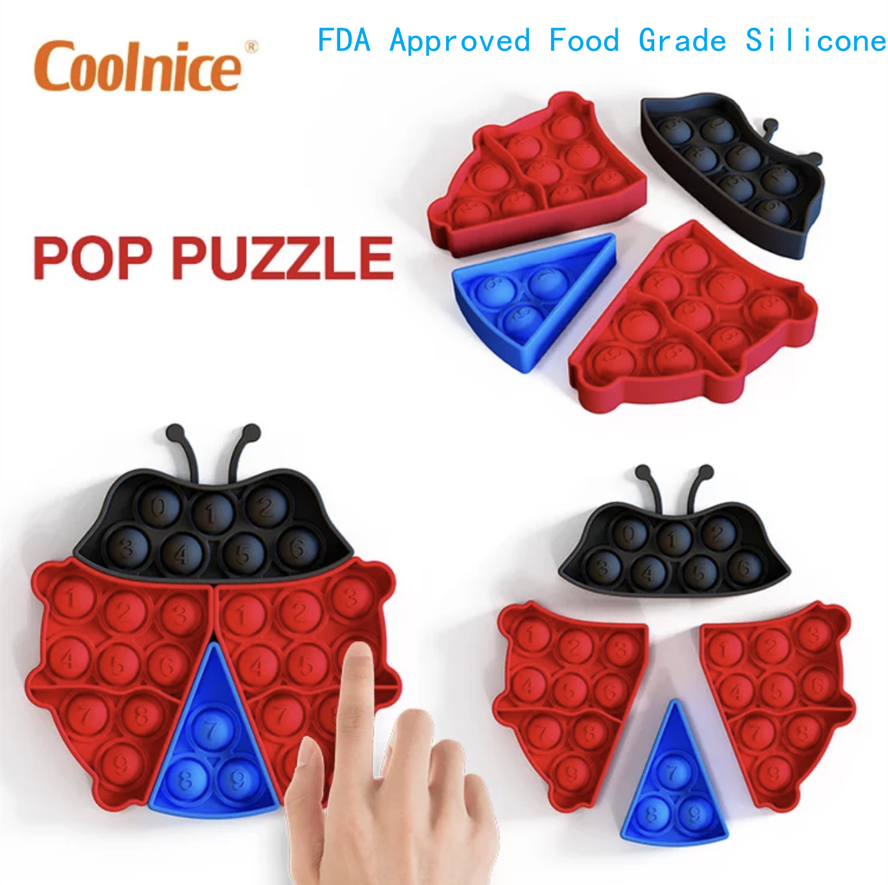 Fidget Pop it Pop Puzzle Nyckelpiga  Leksak/Sensory