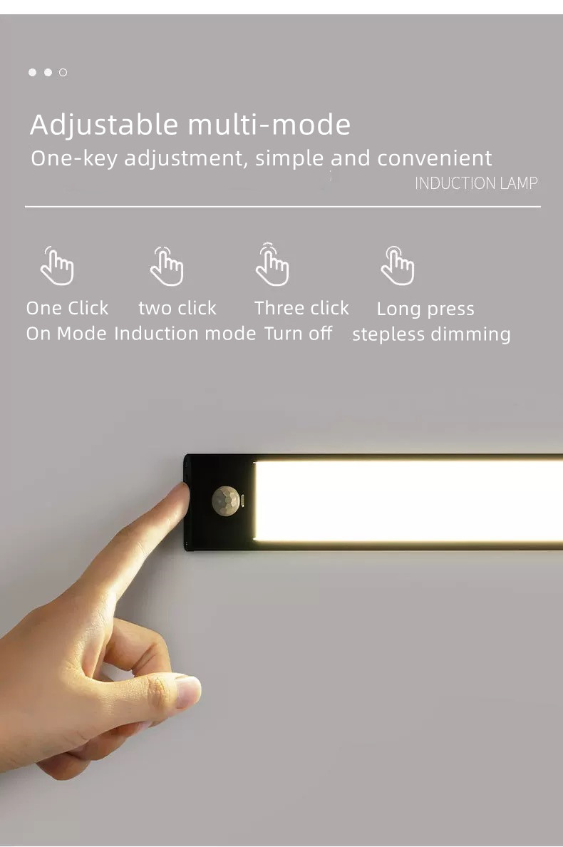 LED Lampa  L=20cm spar enegi tänds via rörelsedetektor USB Laddning  - 4