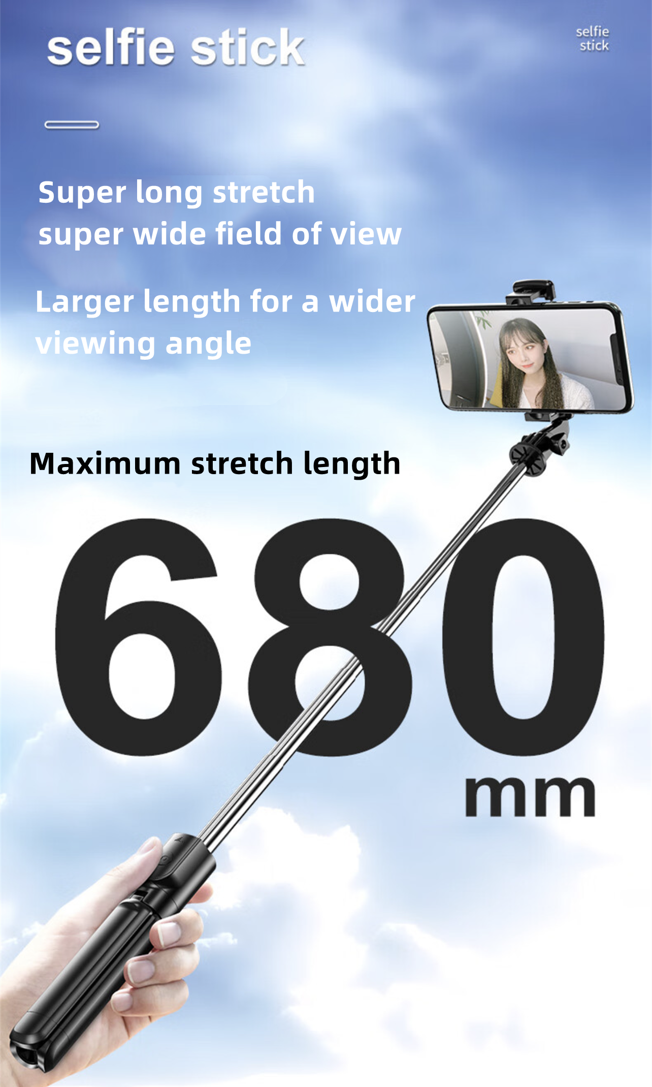 Selfie-stick selfiepinne  Bluetooth  Integrated Tripod Färg svart - 4